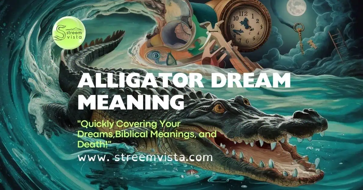 An illustration depicting the concept of Alligator Dream Meaning & Interpretations, symbolizing hidden fears and instincts.