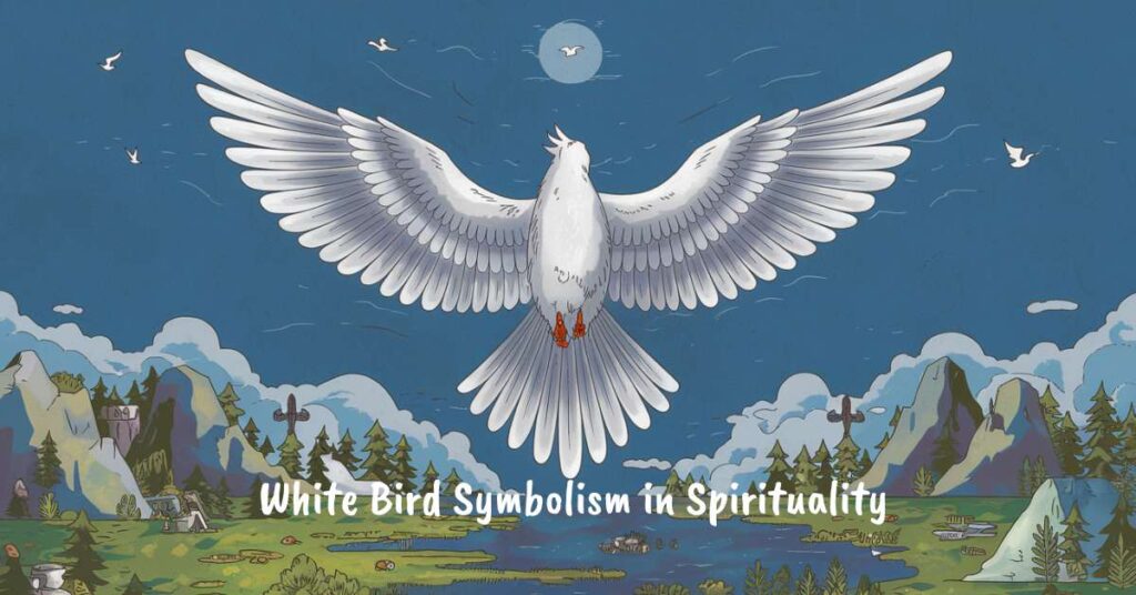 The image of a white bird signifies purity and peace, illustrating the spiritual and biblical meanings it holds in various traditions.

