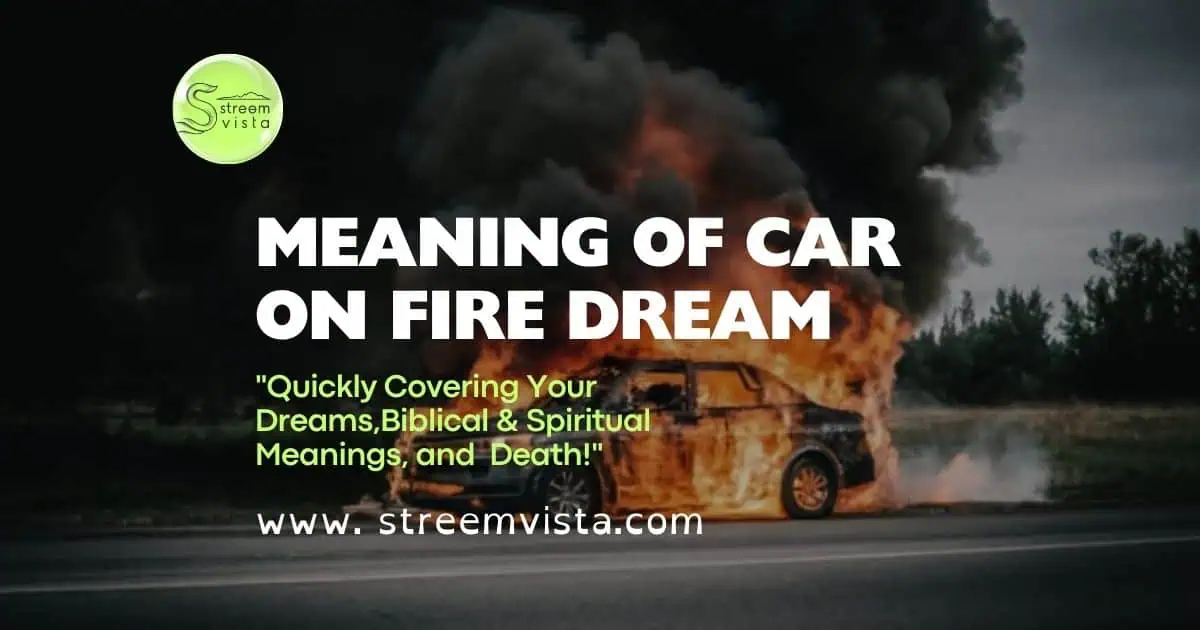 Illustration depicting the "Meaning Of Car On Fire Dream," symbolizing transformation and emotional turmoil in dreams.