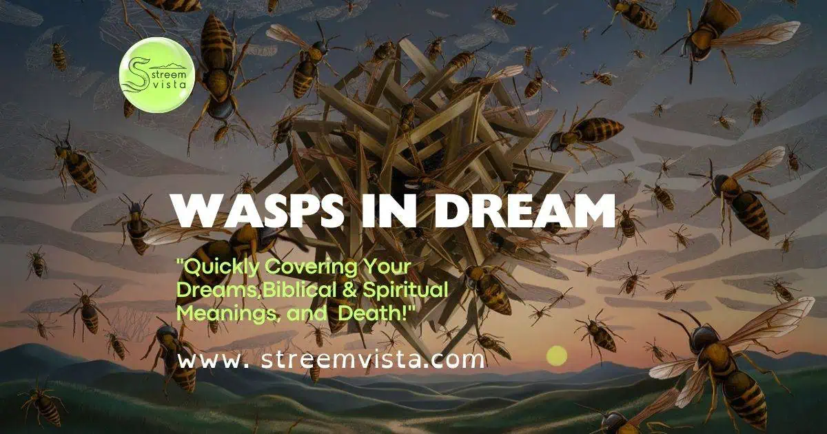 A wasp depicted in a surreal dreamscape, symbolizing the complexities of subconscious thoughts and emotions. Wasps in Dream.